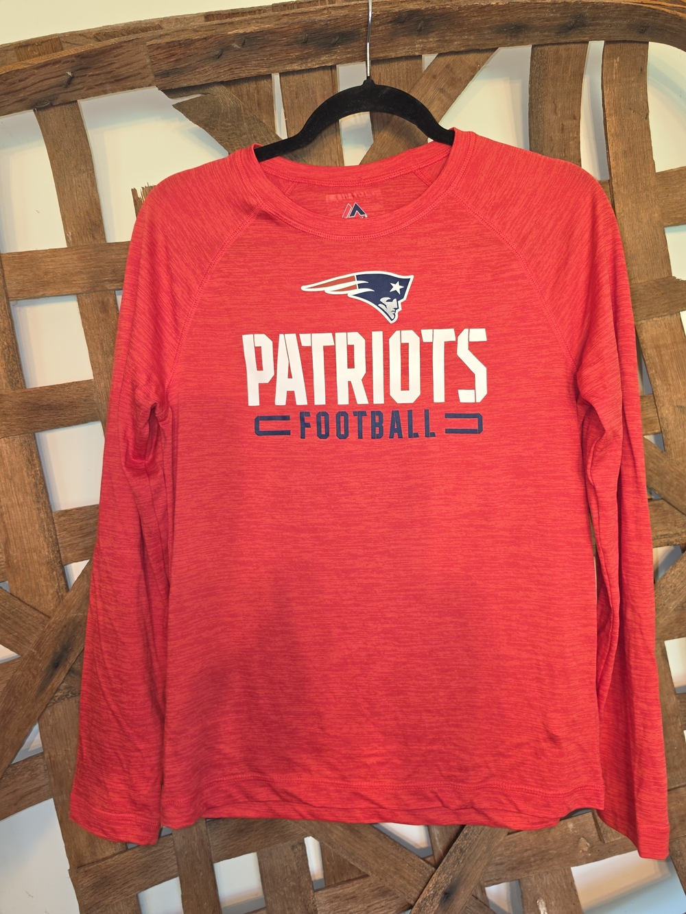 New England Patriots Mens Long-Sleeve Red Football Tee